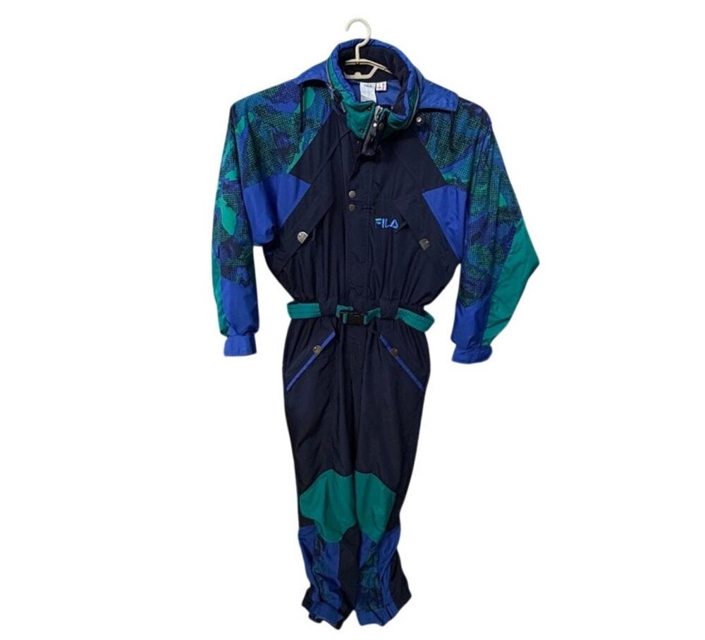 Fila Snowsuit Italian Ski Team Women SZ M Alberto Tomba One Piece Blue Green